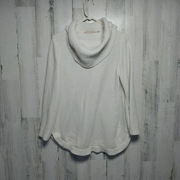 Soft Surroundings Medium White Chenille Cowl Neck Sweater - Picture 1 of 6